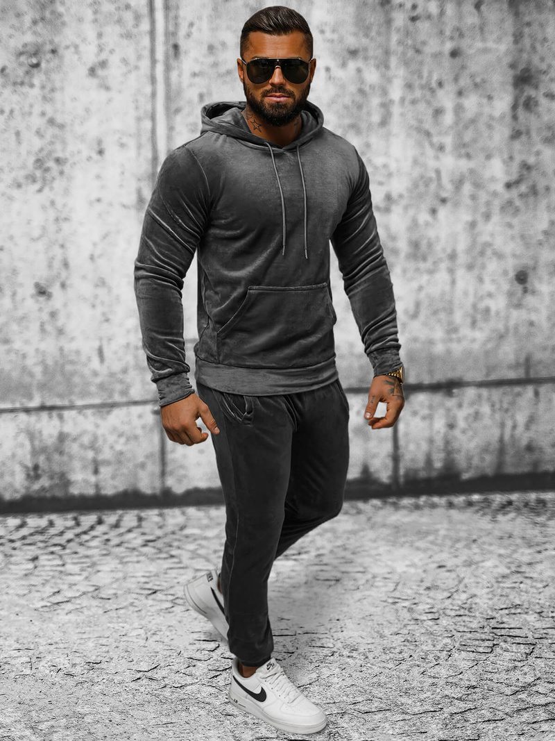 Pánska Velúrová Tepláková Súprava Grafitová OZONEE JS/8C1171/6