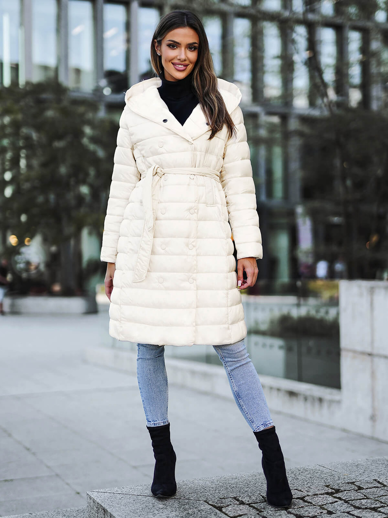 Dámsky kabát ecru OZONEE JS/5M3159/254Z