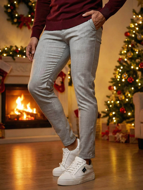 Pánske chino nohavice sivé OZONEE DJ/5505Z