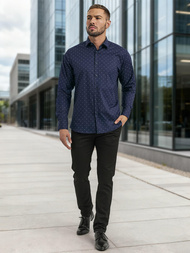 Pánska Košeľa Námornícka Modré OZONEE V/V181