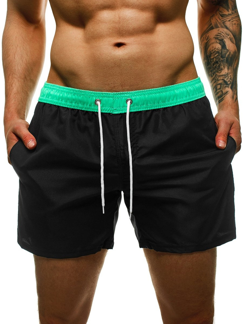 Pánske kúpacie šortky čierno-mentolové OZONEE ST004-7