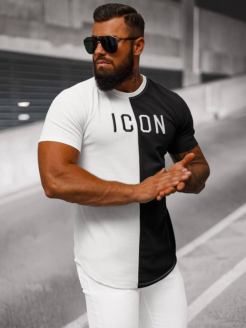 Pánske Tričko Bielo-Čierne OZONEE O/7776T