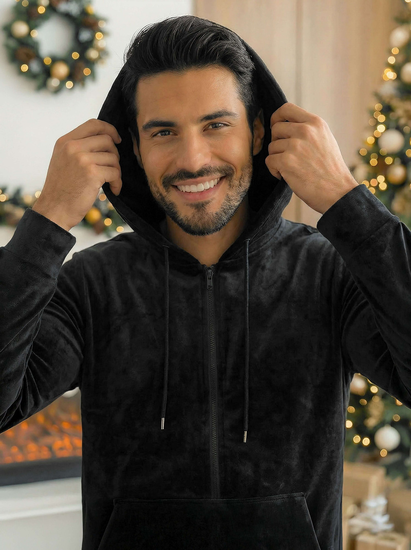 Pánska Velúrová Tepláková Súprava Čierna OZONEE JS/8C1169/3Z