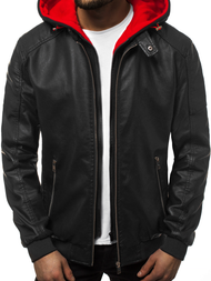 Pánska koženková bunda Čierno-Červená OZONEE N/6132