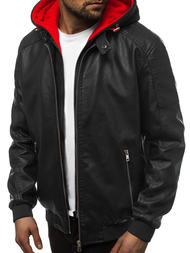 Pánska koženková bunda Čierno-Červená OZONEE N/6132