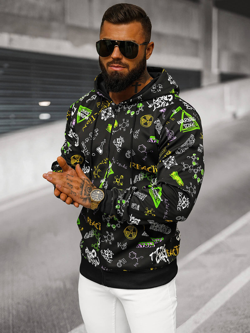 Pánska Mikina Čierna OZONEE JS/8B1186/3