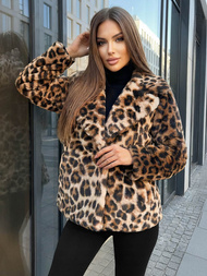 Dámska bunda béžová-hnedá OZONEE JS/61M8500/158Z