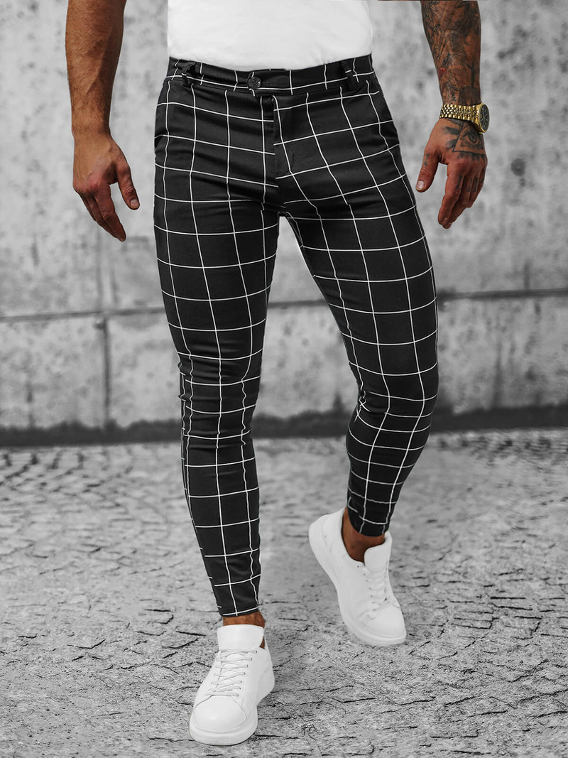 Pánske Chino Nohavice Čierne OZONEE O/P4009