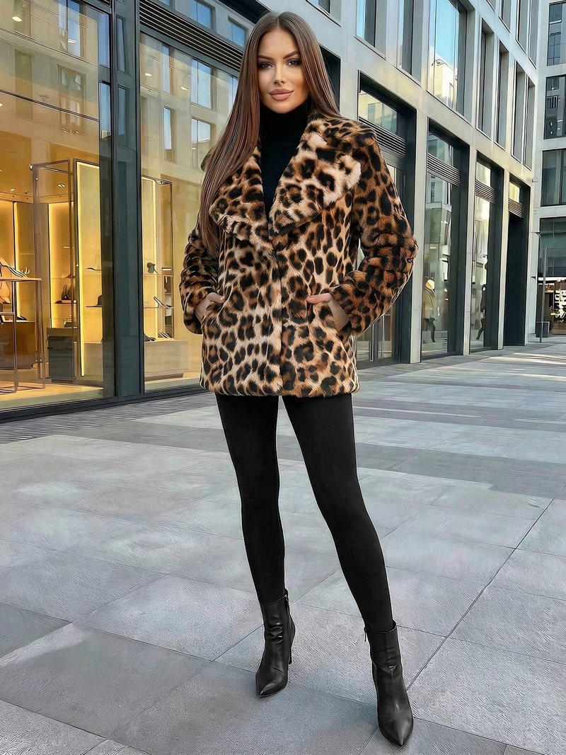 Dámska bunda béžová-hnedá OZONEE JS/61M8500/158Z