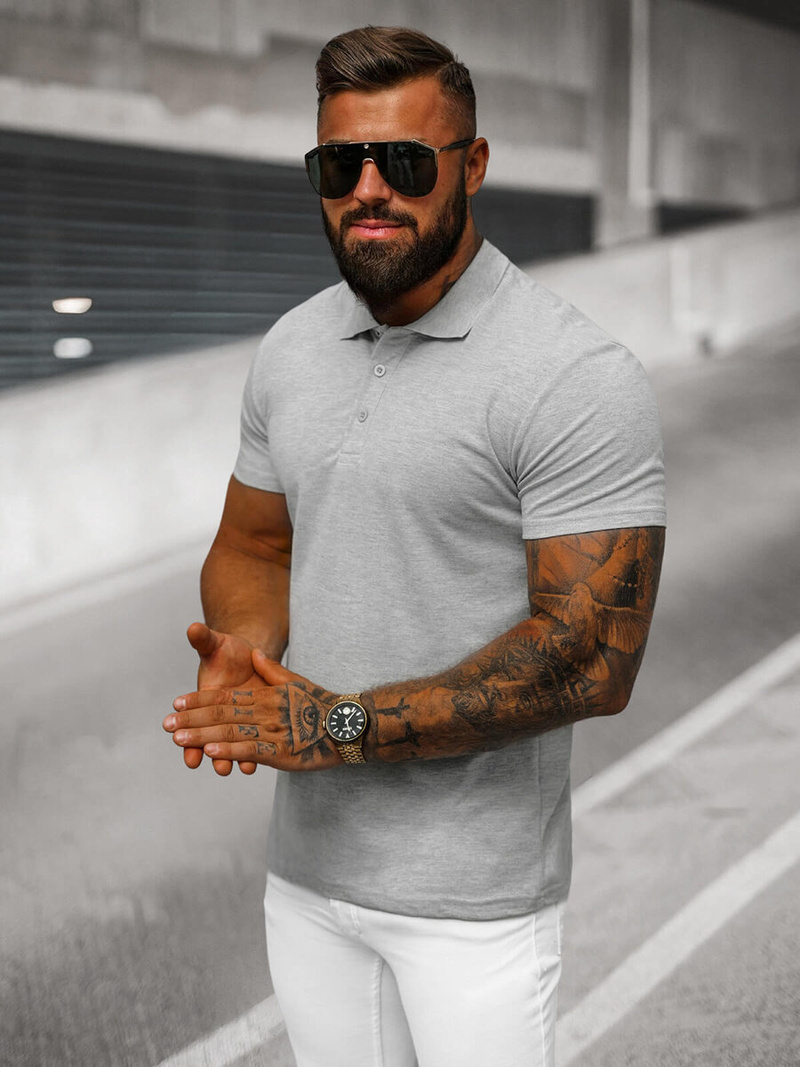 Pánska Polokošeľa Sivé OZONEE JS/8T80/2Z