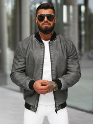 Pánska Koženková Bunda Grafitová OZONEE JS/11Z8107