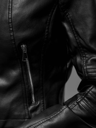 Dámska Kožená Bunda Čierna OZONEE JS/11Z8038