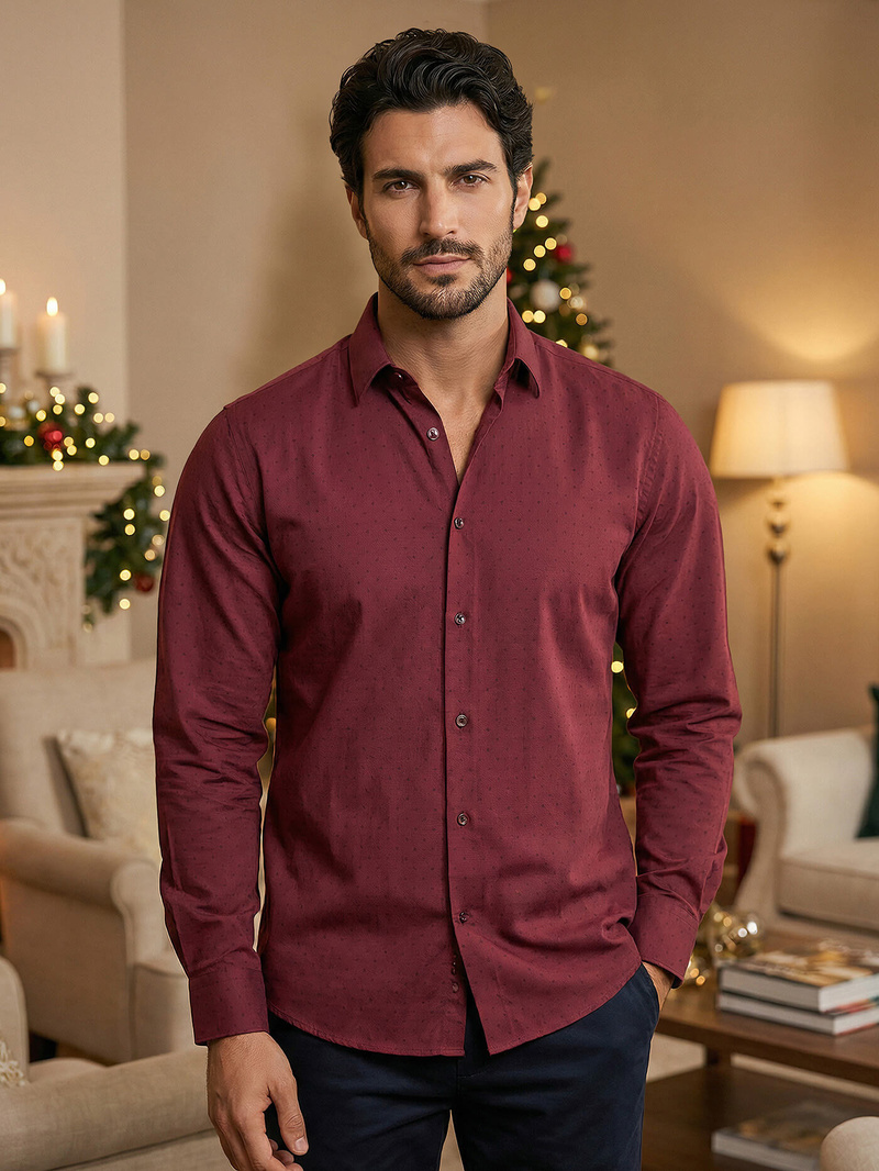 Pánska Košeľa Bordová OZONEE V/V182Z