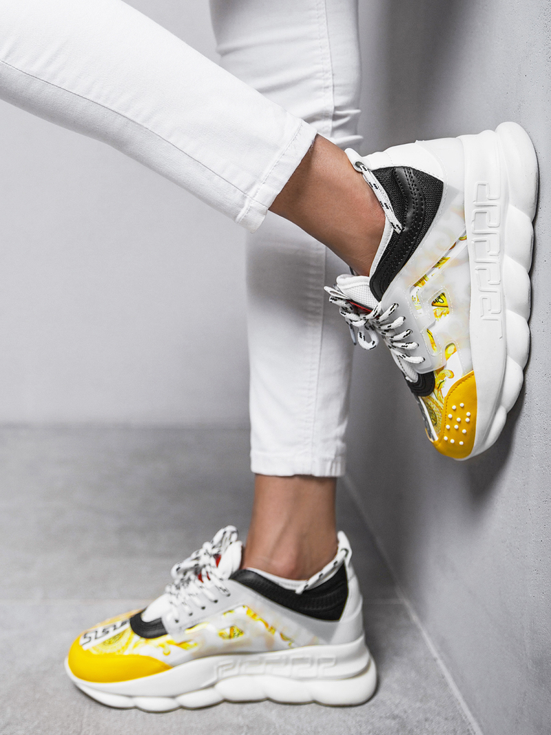 Dámske sneakersy bielo-žlté OZONEE G/2021