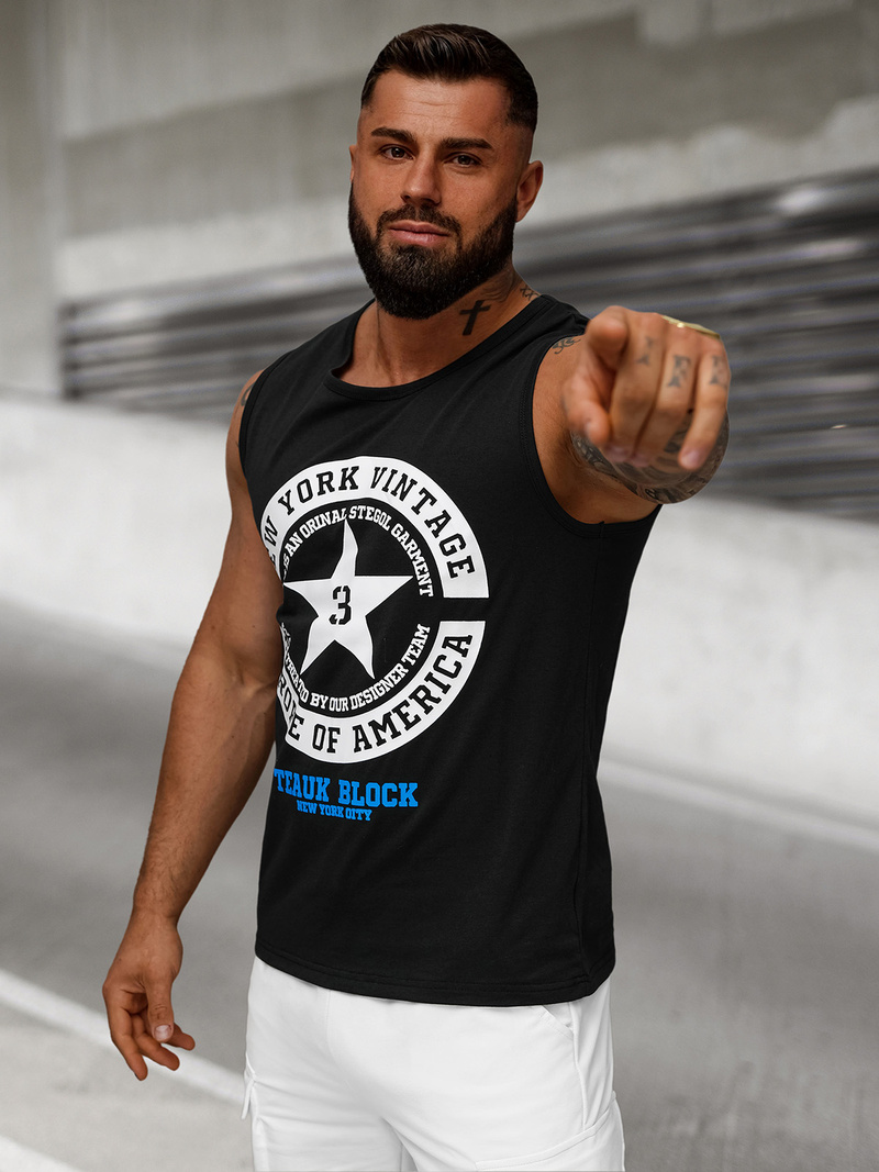 Pánske Tielko Čierne OZONEE JS/8B1721/3Z