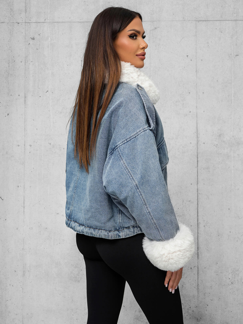 Dámska Riflová Bunda Modrá OZONEE JS/11Z8219Z