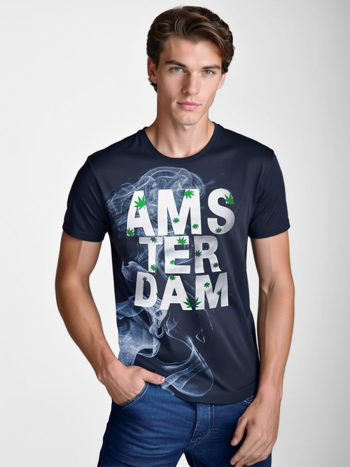 Pánske Tričko Námornícky Modré OZONEE O/T128/25Z