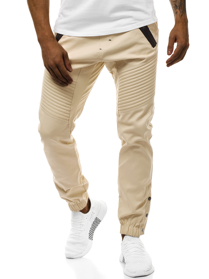 Pánske chino jogger nohavice béžové OZONEE A/0952