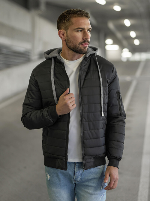 Pánska Bunda Čierna OZONEE JS/8M985/392Z
