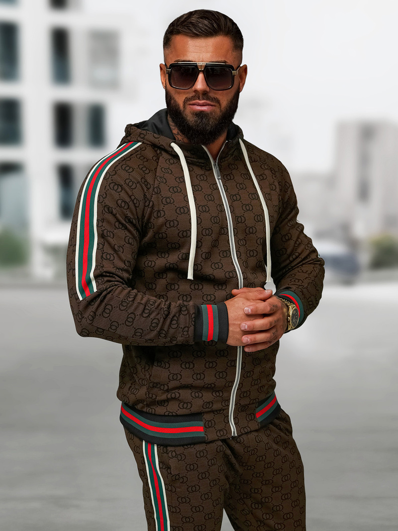 Pánska tepláková súprava tmavo-béžová OZONEE O/FF5111AB