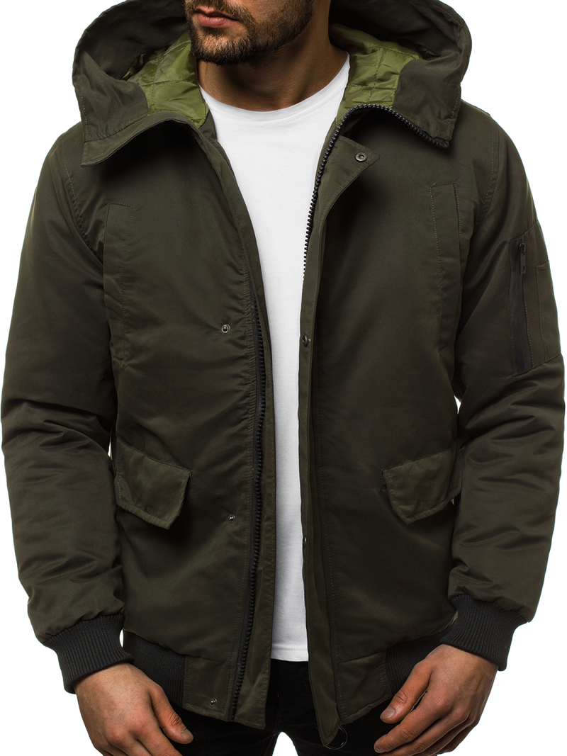 Pánska Bunda Tmavo-Zelená OZONEE JS/2019005