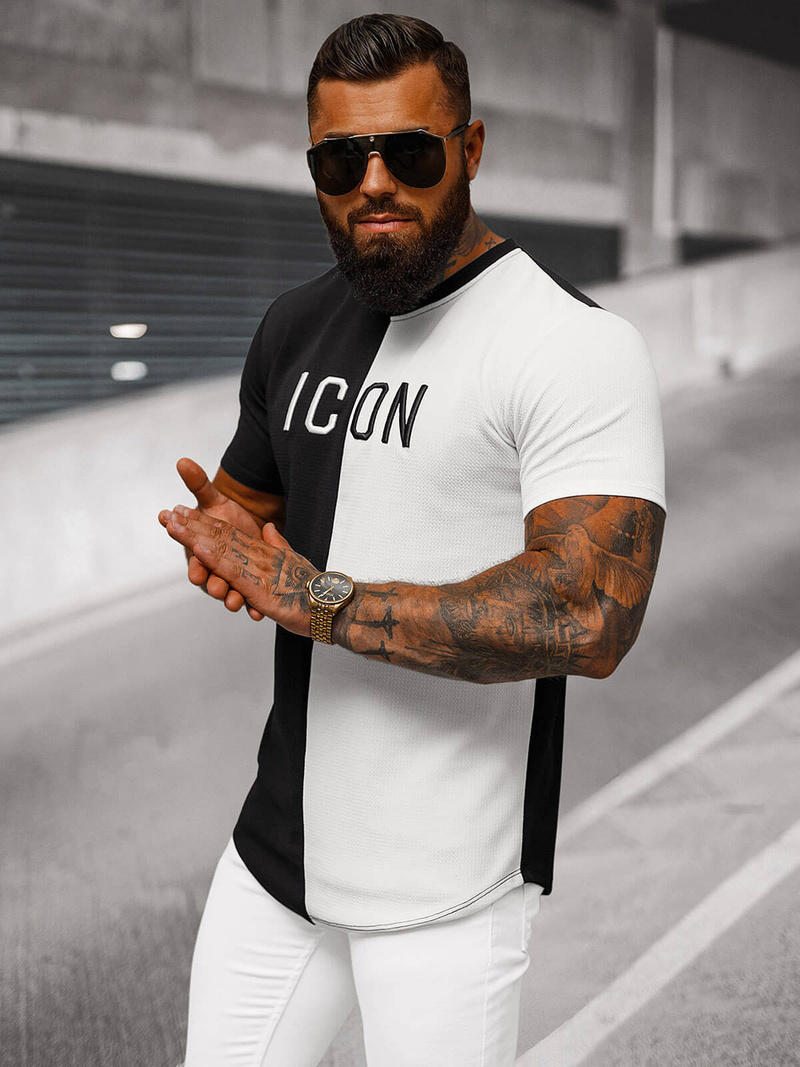 Pánske Tričko Čierno-Bielé OZONEE O/7776T