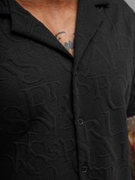 Pánska Košeľa s Krátkym Rukávom Čierna OZONEE O/B2256