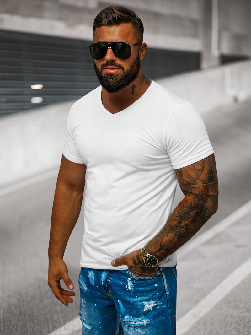 Pánske Tričko Biele OZONEE JS/712007Z