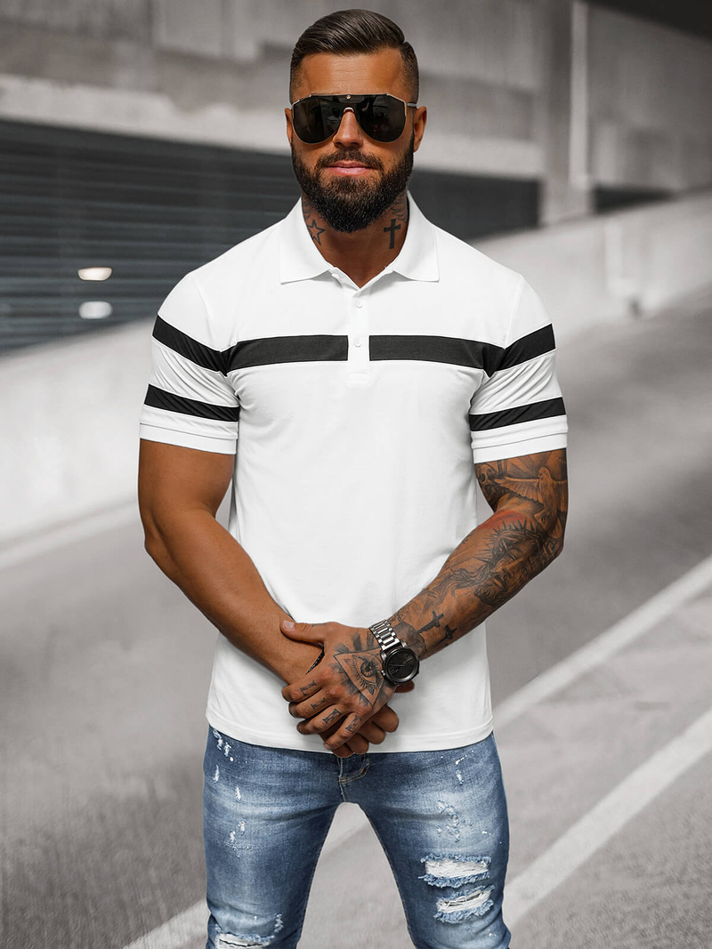 Pánska Polokošeľa Bielé OZONEE NB/MT3108