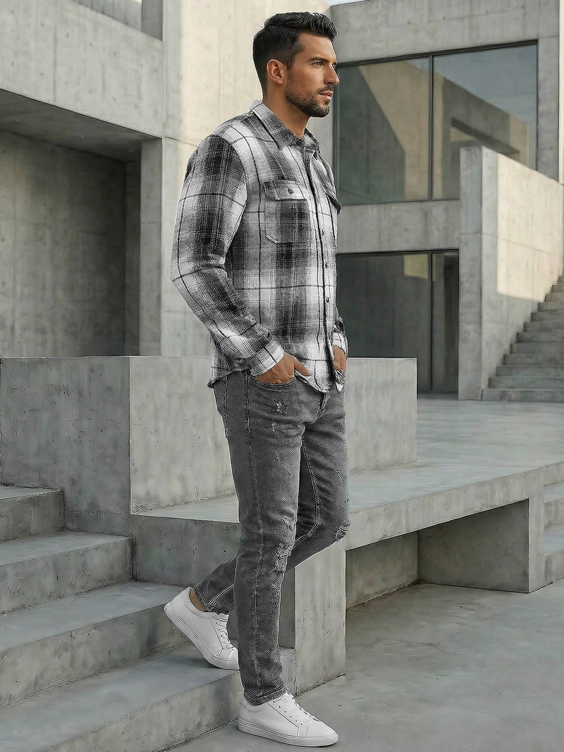 Pánska košeľa čiernobiela OZONEE NB/MC728N/4Z