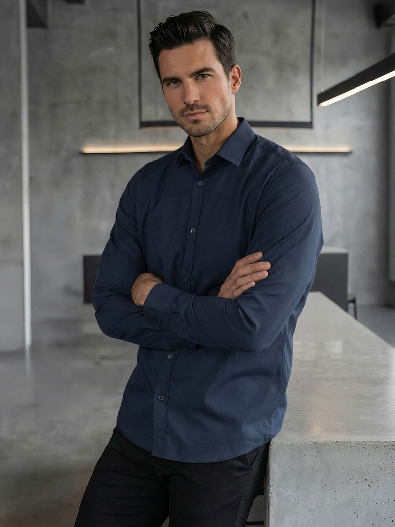 Pánska Košeľa Námornícka Modré OZONEE V/V188Z