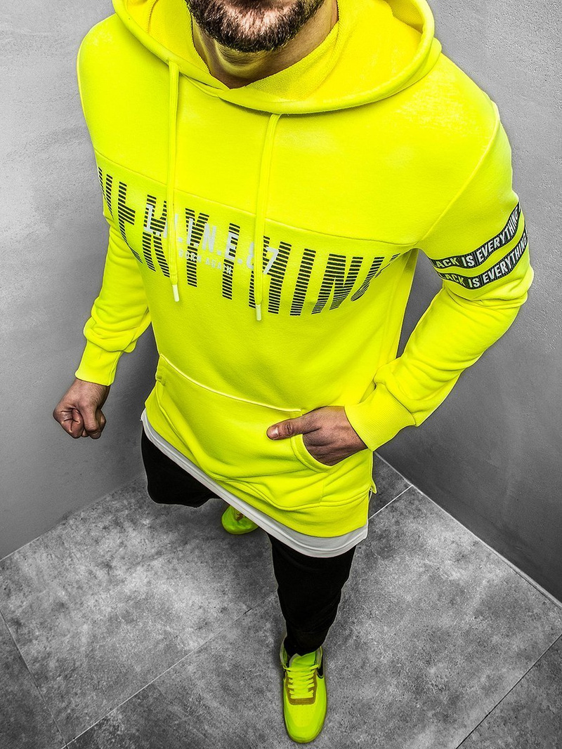 Pánska Mikina žltá neón OZONEE MACH/3123Z