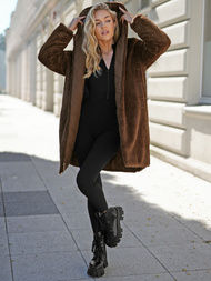 Dámska dlhá zimná bunda čokoláda OZONEE JS/5M3352/158