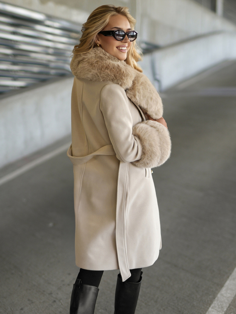 Dámsky kabát ecru OZONEE JS/61M8509/280