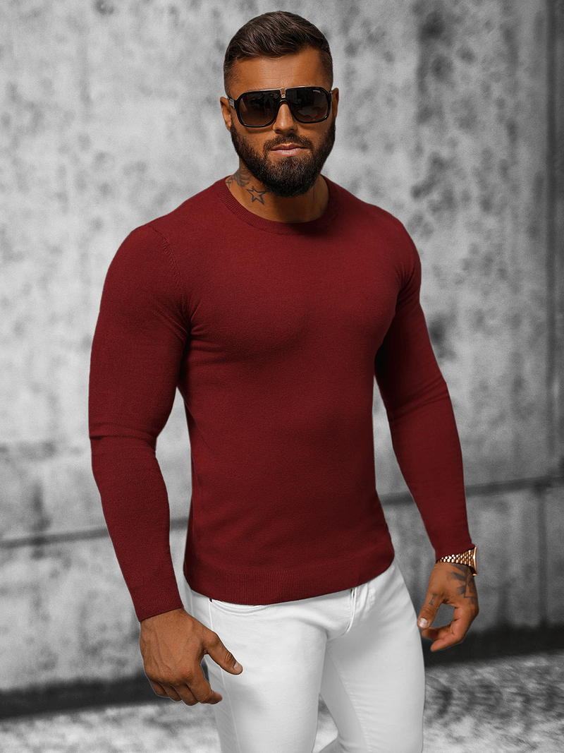 Pánsky Sveter Tmavo Bordový OZONEE NB/MMB602/7Z