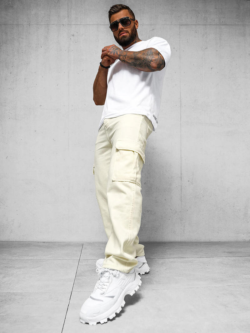 Pánske Nohavice Ecru OZONEE DO/4001