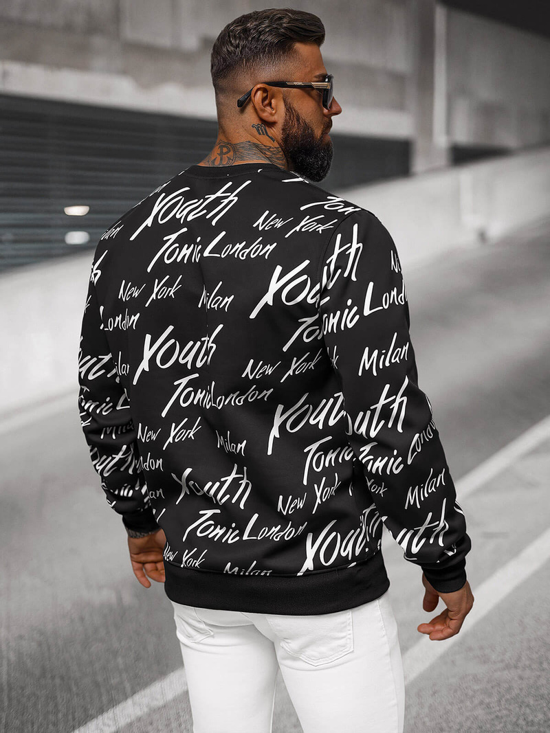 Pánska Mikina Čierna OZONEE JS/8B1189/3