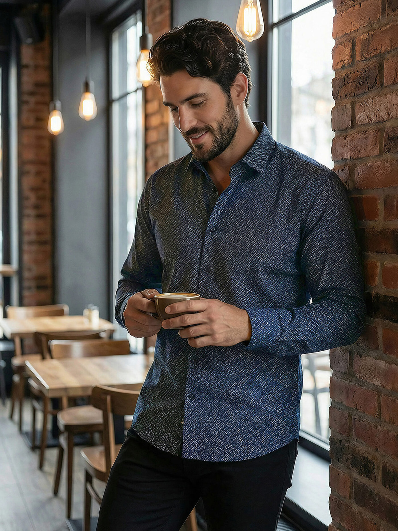 Pánska Košeľa Námornícka Modré OZONEE V/V186Z