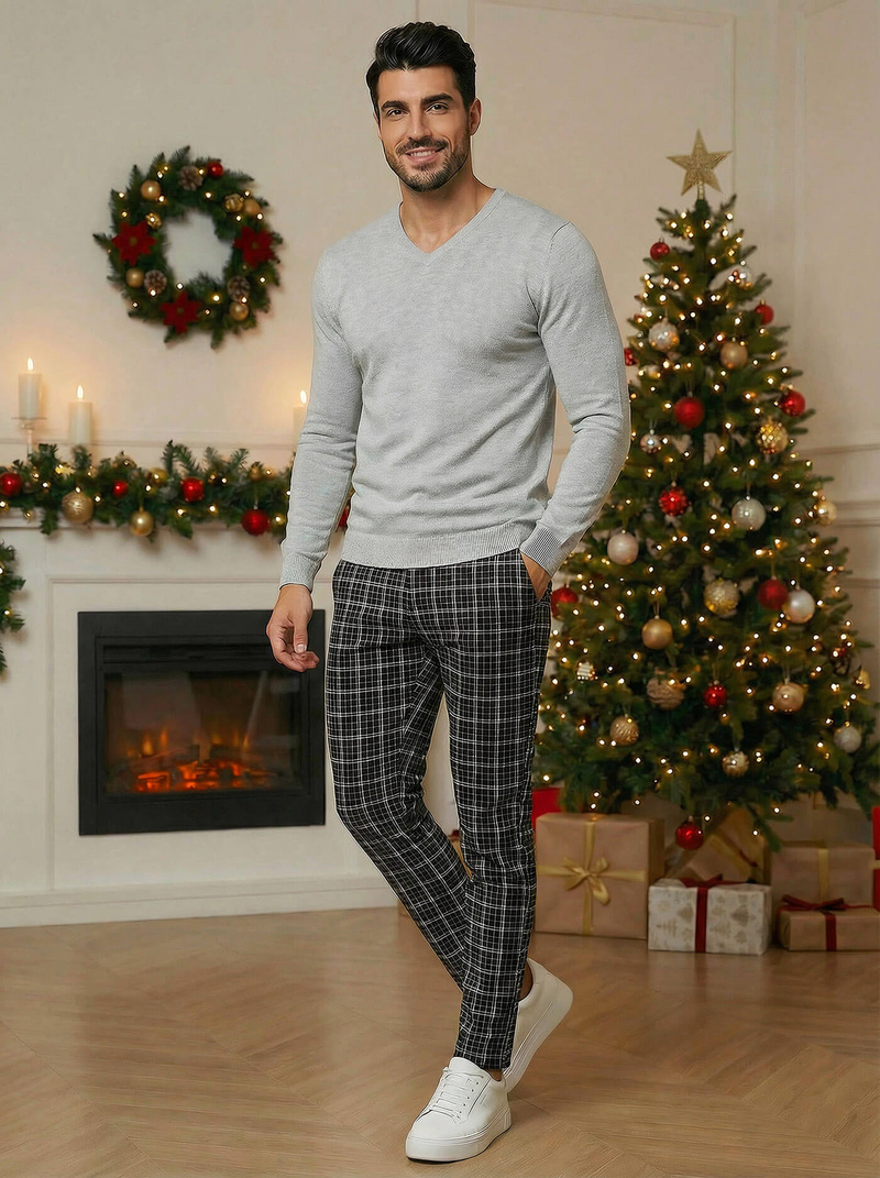 Pánske Chino Nohavice Čierne OZONEE DJ/5515Z