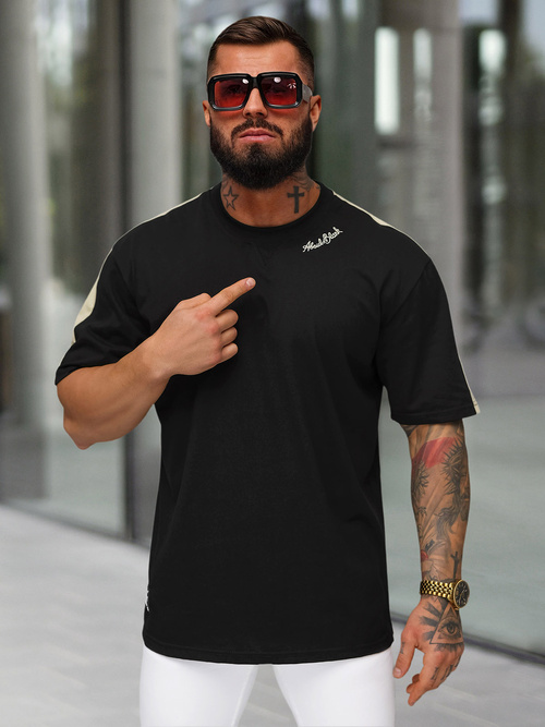 Pánske Tričko Čierne OZONEE O/QQ1195