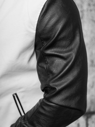 Pánska koženková bunda bielo-čierna OZONEE JS/11Z8068