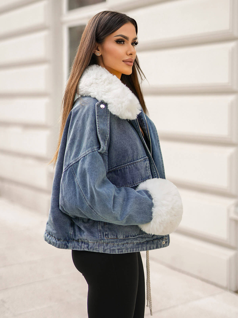 Dámska Riflová Bunda Modrá OZONEE JS/11Z8219