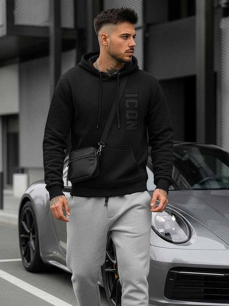 Pánska Mikina Čierna OZONEE JS/8B1973/3