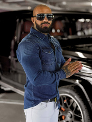 Pánska riflová košeľa modrá OZONEE O/51411