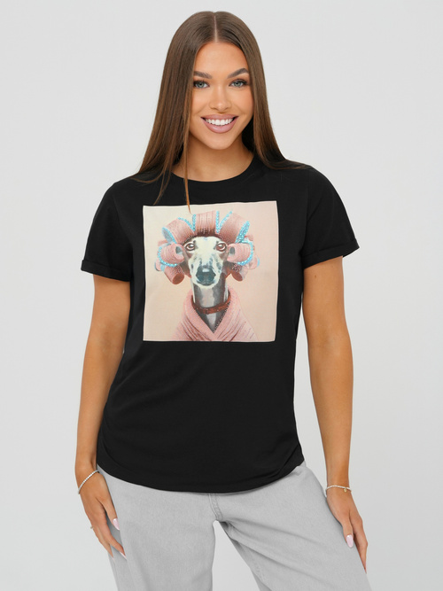 Dámske tričko čierno-ružový OZONEE JS/YJ77726