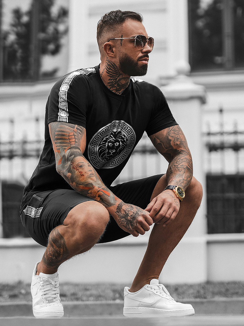 Pánska Tepláková Súprava Čierno-Strieborná OZONEE O/HM788Z