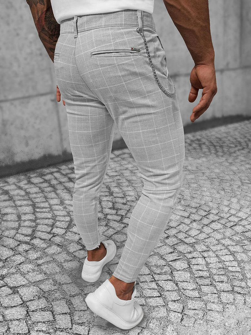 Pánske Chino Nohavice Sivé OZONEE DJ/550171