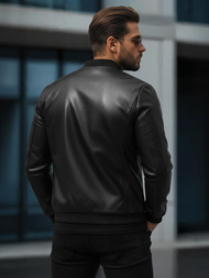 Pánska Koženková Bunda Čierna OZONEE JS/11Z8015Z