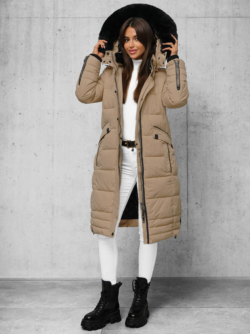 Dámska Bunda Tmavo-Béžové OZONEE O/W377