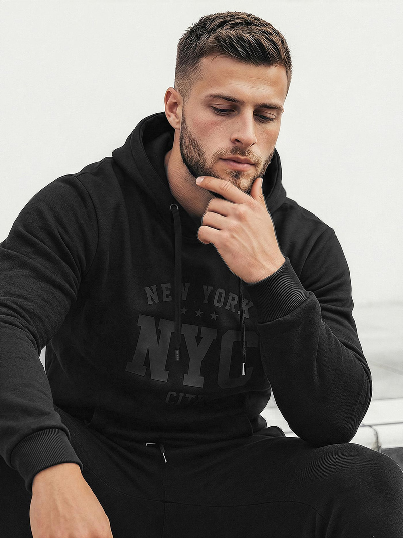 Pánska Mikina Čierna OZONEE JS/8B1971/3